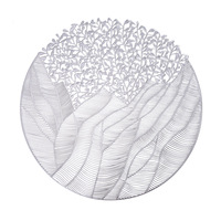 Nouveau Tapis de Table Rond Créatif en Plastique, Motif Feuille Dorée Décoratif, Isolation Thermique, Multicolore, pour la Salle à Manger