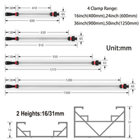 Rail de guidage pour scie circulaire en aluminium réglable, base de machine de découpe pour travaux de menuiserie et de fraisage