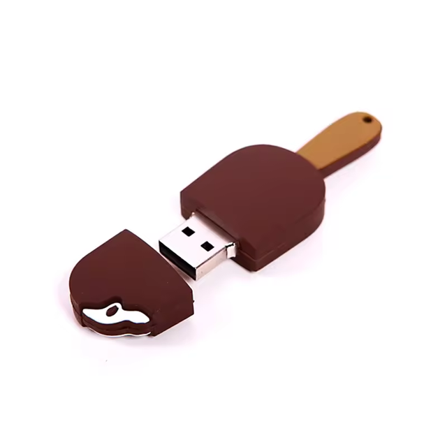 Factory Wholesale Custom New Fashion PVC USB Flash Drives Ice Cream Shape-128gb 64gb 32gb 16gb USB Memory Stick 2.0 Card Pen Key