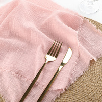 Ensemble de serviettes carrées plissées à franges en lin classique jetables de qualité supérieure, faites à la main, pour table à manger occidentale, maison
