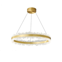 Lustre de salle à manger personnalisé Suspension ronde en aluminium acrylique Suspension Maison Villa Lustre moderne de luxe avec boule