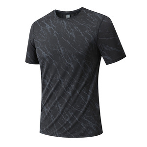 2026 Европа Америка Внешняя торговля Трансграничная торговля <span class=keywords><strong>AliExpress</strong></span> Летняя мужская быстросохнущая спортивная футболка с круглым вырезом и коротким рукавом с принтом - Product Image 4