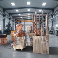 200 Liter 4-platen semi-automatische watergekoelde fruitwijn distilleerketel koperen refluxkolom brandewijn wodka whisky productiemachine