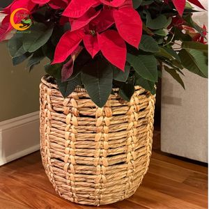 ตะกร้าเก็บของอเนกประสงค์จากผักตบชวา ราคาถูก ขายดี เป็นมิตรกับสิ่งแวดล้อม  งานสานมือธรรมชาติ สำหรับจัดเก็บเสื้อผ้า - Product Image 5