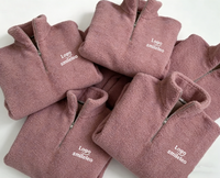 Sweat-shirt Sherpa surdimensionné pour femme, personnalisé avec logo brodé de haute qualité, fermeture éclair 1/4
