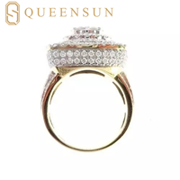 Bague Queensun pour Homme en Moissanite Diamant VVS, Argent S925 10K 18K, Style Hip Hop Champion Bling
