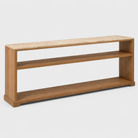 Table console basse de luxe à structure stable avec pieds courbés, base en bois massif et plateau en marbre, pour l'approvisionnement des villas et des gîtes
