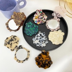 Creative Acetate Pocket Mini Cosmetic Mirror Custom logo Dust-proof Design Personalized Hand <b>Makeup</b> <b>Vanity</b> Beauty Mirror - Product Image 1