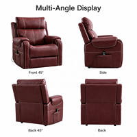 Fauteuil inclinable électrique contemporain en bois avec revêtement en cuir PU, canapé inclinable électrique une place avec télécommande pour salon