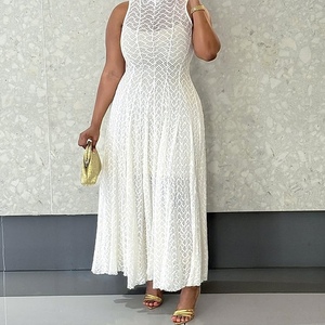 Vestidos Blancos de Encaje Ajustados sin Mangas con Cuello Redondo Elegantes para Mujer, Nueva Llegada, Moda - Product Image 3