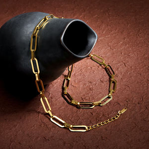 Cadena de Eslabones de Acero Inoxidable Chapada en Oro de 18K al por Mayor, Joyería de Moda, Collares para Mujer, Accesorios, P193039 - Product Image 3