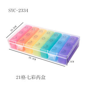 Almacenamiento de plástico PP 7 días 21 pastillero dispensado fabricantes de cajas de pastillas medicina con impresión de logotipo de cabello liso - Product Image 5