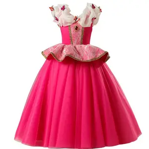 Peach Princess Cosplay Dress Girl Movie Role Playing Costume Party Stage Performance Outfits Kids Carnival Fancy Clothes