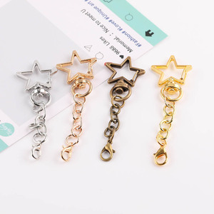 Llavero de cadena de estrellas con gancho metálico, accesorios DIY para bolsos, aleación de zinc chapada, mezcla de colores aleatorios: oro blanco, oro KC, bronce antiguo - Product Image 2