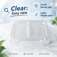 Conteneur en PET transparent de qualité alimentaire à 2 compartiments détachables avec fermeture à clip, emballage transparent pour sushis, salades et plats à emporter