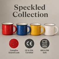 Mug à café en céramique grès style émail moucheté 12oz 350ml certifié CE, compatible micro-ondes et lave-vaisselle, vente en gros, logo personnalisé