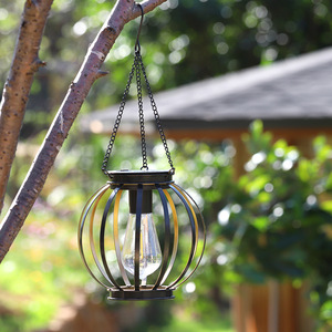 <b>Solar</b> Garden Light Led Portable <b>Hanging</b> Iron <b>Lantern</b> Outdoor Indoor Decor 6V Mono Si Battery Included - Product Image 3