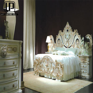 Lit de style français de luxe de haute qualité, lit <span class=keywords><strong>royal</strong></span> de cour, lit simple en bois sculpté à la main, peint à la main, petit lit familial - Product Image 2