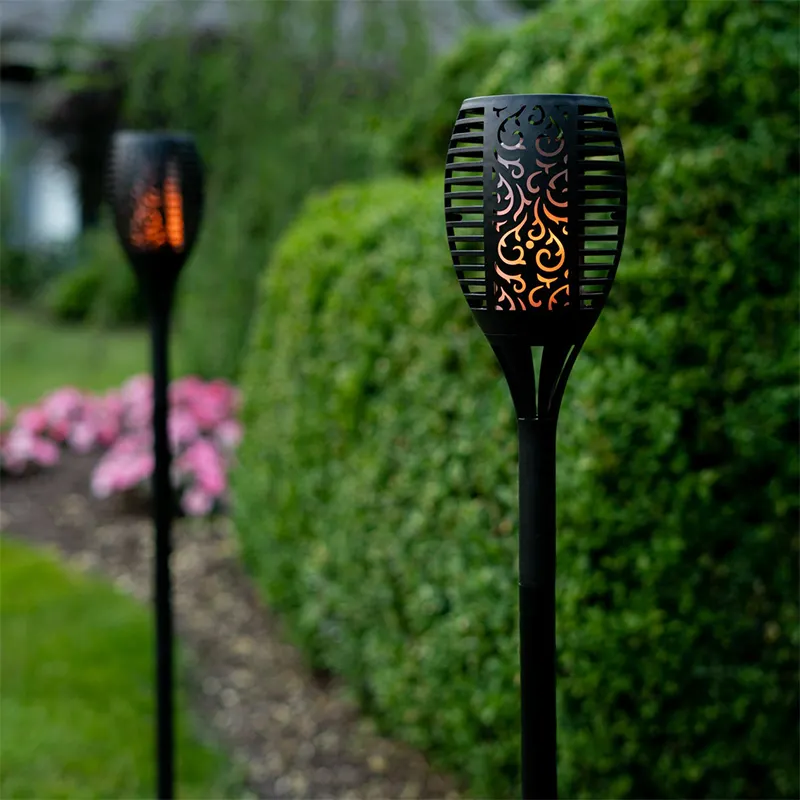 Lampe solaire à 96 led, imperméable conforme à la norme ip65, éclairage en forme de flamme vacillante, luminaire d'extérieur, idéal pour une pelouse ou un jardin