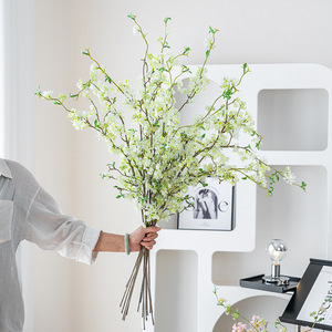 Fleur artificielle Qingyu Chronicle en soie, saule blanc et rose, branche unique, pour décoration de mariage et d'intérieur - Product Image 1