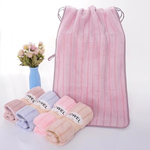 Bộ khăn mặt sợi microfiber nhanh khô, mềm mại như nhung san hô, thấm hút tốt, thiết kế sọc, chất liệu polyester fleece dùng cho gia đình - Product Image 5