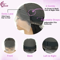 Vente d'usine FH : Perruques lisses de 22 pouces, perruque frontale en dentelle 13x4, cheveux humains, bande détachable, densité 180%, cheveux naturels vietnamiens