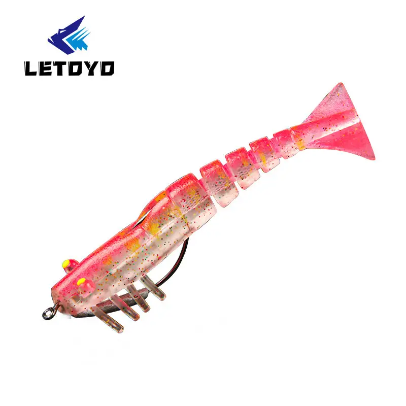 Letoyo isca de <span class=keywords><strong>pesca</strong></span> artificial 90mm 8.5g, isca de camarão macia para água salgada, isca biônica artificial