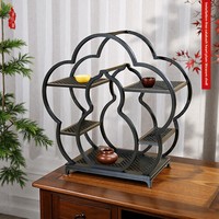 Étagère Bo-gu vintage de style chinois en plastique haut de gamme, support à fleurs multi-niveaux ajouré, présentoir pour salon et rangement de service à thé