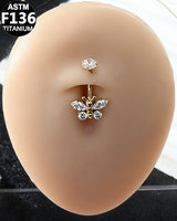 Getta AFTM F136 Anneau de nombril punk en titane avec serti de zircone cubique et motif abeille, bijou de piercing corporel