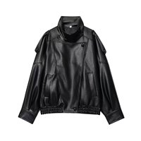 Manteau en similicuir à col montant uni pour femme, style européen et américain, tendance printemps, best-seller