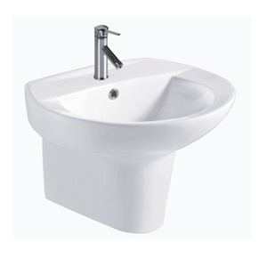 Lavabo de Pedestal de Pared de un Solo Orificio CR, Lavabo de Cerámica de una Pieza 580x480mm - Product Image 4