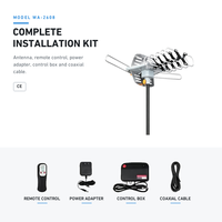 Antenne TV HD extérieure amplifiée OTA 150 milles, gain 30dBi, rotation à 360 degrés, 2 canaux TV UHF/VHF/1080P, sans fil, en aluminium