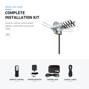 Antenne TV HD extérieure amplifiée <span class=keywords><strong>OTA</strong></span> 150 milles, gain 30dBi, rotation à 360 degrés, 2 canaux TV UHF/VHF/1080P, sans fil, en aluminium - Product Image 5