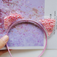 Oreilles de chat en sable mouvant, bandeau mignon à paillettes en PVC Transparent pour fille et bébé