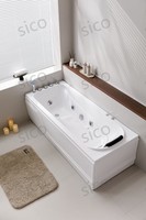 Baignoire Balnéo en Acrylique SICO 6 Jets de Massage, Installation d'Angle, Robinet Cascade, Accoudoirs, 1.0-1.8 m, Pour Intérieur, Hôtels et Villas