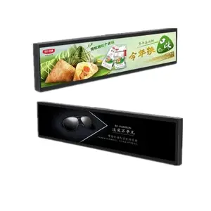 Supermarket wide screen splicing digital signage 28.5 inch ultra portable digital media player stretched bar lcd display