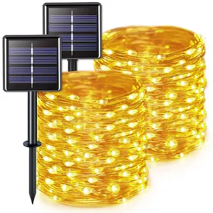 Solar String Light Outdoor Tahan Air LED 100 Warm Lampu Lanskap Fairy Lampu untuk Taman Pesta Pernikahan Yard Natal