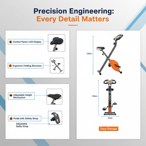 Vélo <span class=keywords><strong>d</strong></span>'exercice pliable X-Gym à résistance magnétique à 8 niveaux pour la rééducation physique à domicile - Product Image 6