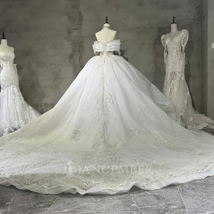 Robe de mariée Jancember Wx102 style princesse coréenne, jupe bouffante, coupe ajustée, ornée de diamants brillants, pour mariées élégantes - Product Image 5