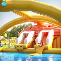 Parcours d'obstacles gonflable en plein air Maison de rebond commerciale géante gonflable Tunnel de parcours d'obstacles gonflable avec grande piscine
