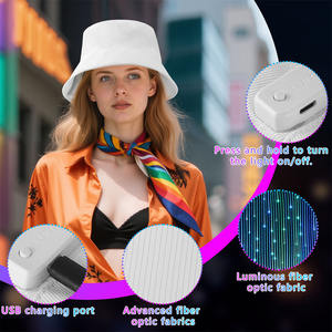 <span class=keywords><strong>Chapeau</strong></span> <span class=keywords><strong>de</strong></span> pêcheur en fibre optique LED avec logo personnalisé en gros, effet arc-en-ciel, brillance dans le noir, <span class=keywords><strong>chapeau</strong></span> <span class=keywords><strong>de</strong></span> seau, cadeau promotionnel, événement, fête, unisexe - Product Image 5