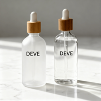 Botol Minyak Parfum Kaca Buram 60ml dengan Tutup Bambu untuk Kemasan Kosmetik Mewah