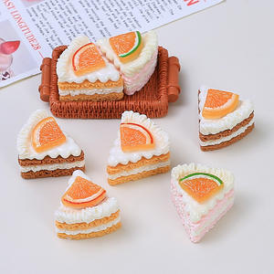 高品質シミュレーションオレンジケーキ樹脂フラットバックカボション樹脂チャーム装飾DIYミニチュア食品チャームクリーム - Product Image 3