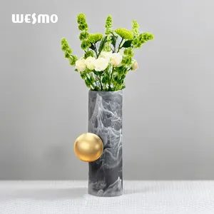 Креативный дизайн настольная ваза современная черная и Золотая офисная настольный декор для гостиной, ваза для цветов из смолы
