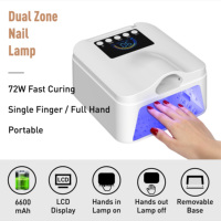 Lampe à ongles portable double zone 72W, séchage rapide du vernis gel, sans fil, rechargeable, lampe UV LED pour ongles