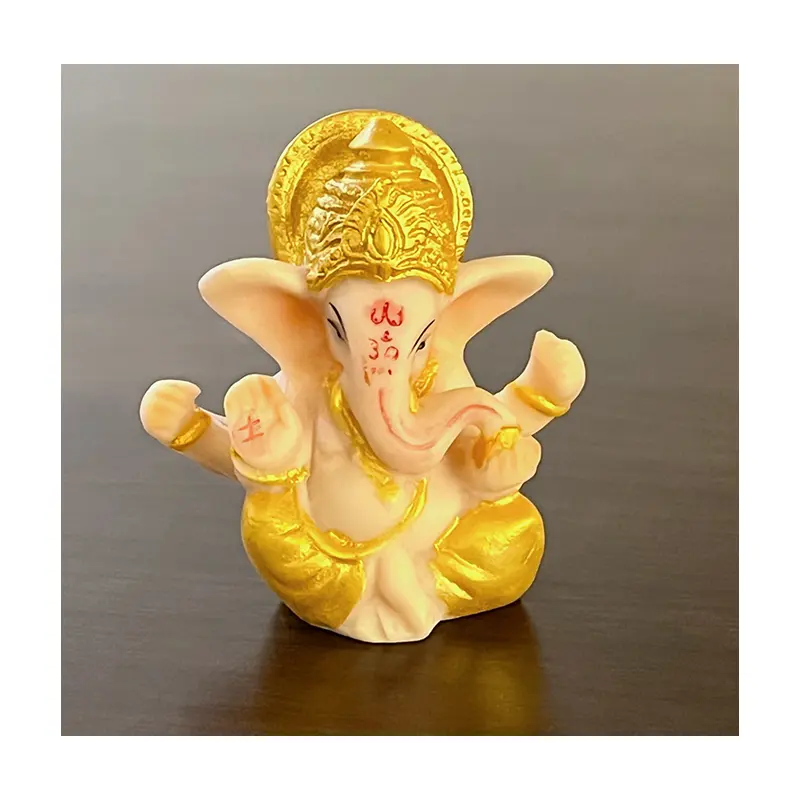 Statue Ganesha en seigneur d'or, figurine d'éléphant indien, dieu, artisanale, cadeau de mariage, ganati, 8 cm, 6cm