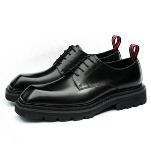 Zapatos de Cuero Casuales de Negocios para Hombre, Zapatos Transpirables que Aumentan la Altura, Suela Lavada, Puntera Reforzada, Zapatos de Cuero Genuino Hechos a Mano - Product Image 2