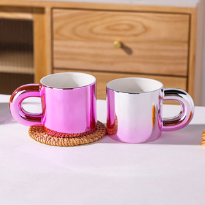Electroplated Ceramic Mugs 300ml Modern Luxury Design Gift Coffee Milk Cups Solid Color High-End <b>Drinkware</b> - Product Image 1