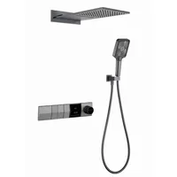 Prix d'usine – Ensemble de douche combiné contemporain en céramique à poignée unique avec contrôle de température intégré et panneau de douche
