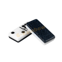 Jeu de dominos de luxe, jumbo, noir, logo gravé, jeu de dominos à points de couleur, dominos double 9 bicolores